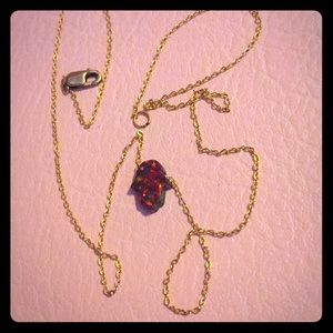 Hamsa Black opal gold plated necklace